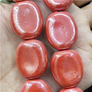 Orange Porcelain Oval Beads, approx 23-27mm, 14pcs per st [PP10543]