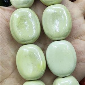 Olive Porcelain Oval Beads, approx 23-27mm, 14pcs per st [PP10544]