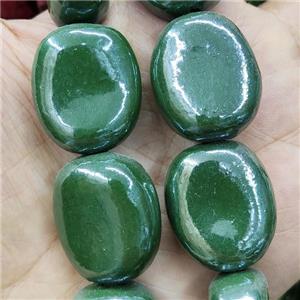 Deepgreen Porcelain Oval Beads, approx 23-27mm, 14pcs per st [PP10547]