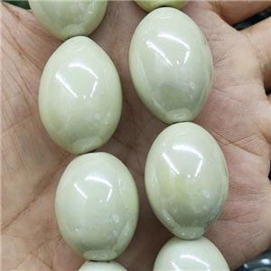 Khaki Porcelain Beads Rice Ceramic, approx 20-28mm, 14pcs per st [PP10548]