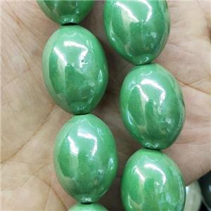 Green Porcelain Rice Beads, approx 20-28mm, 14pcs per st [PP10549]