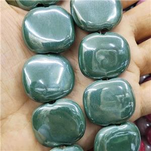 Green Porcelain Beads Rectangle, approx 25-28mm, 13pcs per st [PP10550]