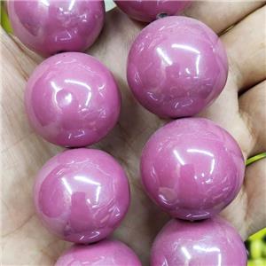 Pink Porcelain Large Beads Ceramic Smooth Round, approx 28mm, 14pcs per st [PP10551]