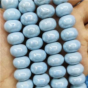 Blue Porcelain Beads Smooth Rondelle Ceramic, approx 14mm, 27pcs per st [PP10563]