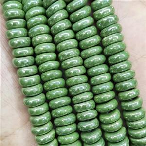 Green Porcelain Heishi Beads Ceramic Spacers, approx 10mm, 40pcs per st [PP10564]