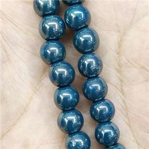 Peacockgreen Porcelain Beads Smooth Round, approx 8mm, 49pcs per st [PP10573]