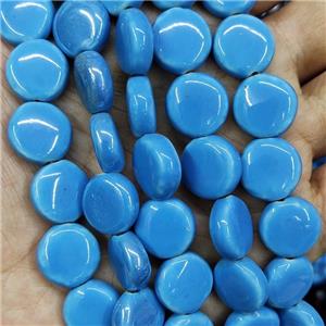 Blue Porcelain Circle Beads, approx 14mm, 32pcs per st [PP10576]
