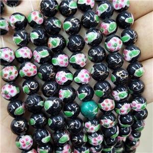 Porcelain Beads Multicolor Black Smooth Round, approx 8mm, 49pcs per st [PP10582]