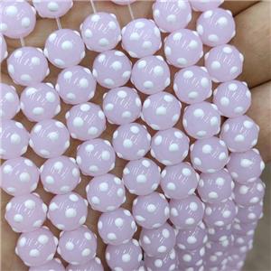 Pink Lampwork Glass Beads Spot Round, approx 10mm [PP10588-10MM]