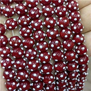 Red Lampwork Glass Round Beads Spot, approx 10mm [PP10590-10MM]