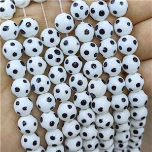 White Lampwork Glass Beads Spot Dalmatian Smooth Round, approx 12mm [PP10592-12MM]