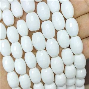White Porcelain Beads Faceted Barrel, approx 15x25mm [PP10600-15X25MM]
