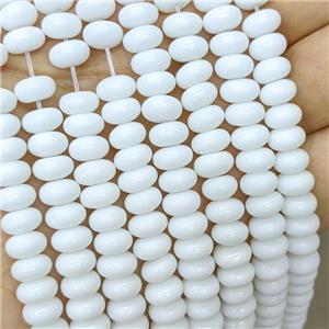 White Porcelain Beads Smooth Rondelle, approx 6x10mm [PP10601-6X10MM]