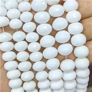 White Porcelain Beads Faceted Rondelle, approx 10x14mm [PP10602-10X14MM]