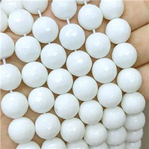 White Porcelain Beads Faceted Round, approx 10mm [PP10604-10MM]