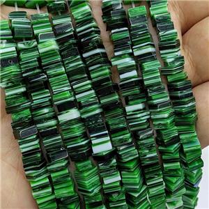 Green Lampwork Glass Square Beads, approx 5.5mm [PP10605]