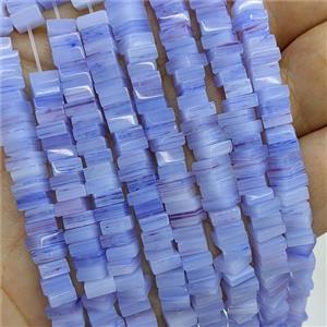 Blue Lampwork Glass Square Beads, approx 5.5mm [PP10607]