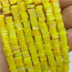 Yellow Lampwork Glass Square Beads, approx 5.5mm [PP10609]