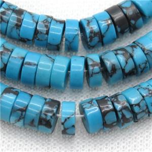 blue Assembled Turquoise heishi beads, approx 3x6mm [PSRN103-3X6MM]