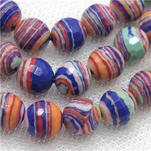 Synthetic Malachite beads, faceted round, multicolor, approx 14mm dia [PSRN123-14MM]