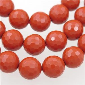 Synthetic Red Coral Beads Faceted Round, approx 12mm dia [PSRN141-12MM]
