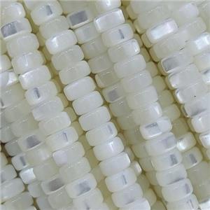 white Shell rondelle beads, approx 2x4mm [SHEER095]