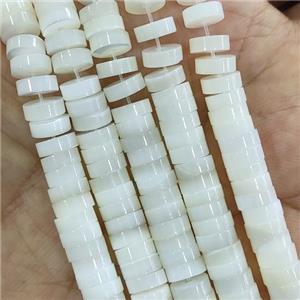 white Shell Heishi Beads, approx 2x4mm [SHEER101-2X4MM]