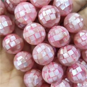 pink Mother of Pearl Beads, faceted round, approx 12mm dia [SHEMP120-12MM]