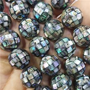 Abalone Shell Beads, faceted round, approx 10mm dia [SHEMP121-10MM]