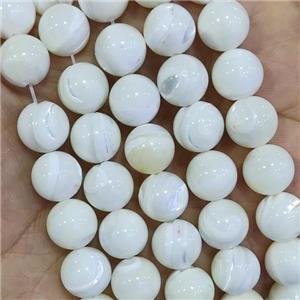White Mother Of Pearl MOP Shell Beads Round Smooth, approx 8mm dia [SHEMP123-8MM]