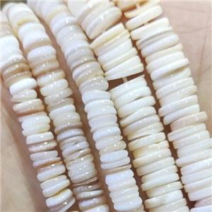 Freshwater Shell Heishi Spacer Beads Natural White, approx 8mm [SHEMP134-8MM]
