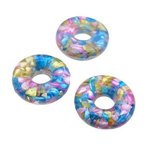 Shell donut pendant, multicolor, approx 20mm [SHEPD39]