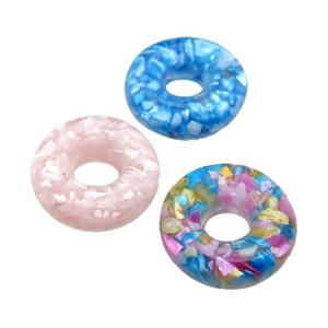Shell donut pendant, mix color, approx 20mm [SHEPD40]
