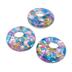 Shell GoGo pendant, multicolor, approx 20mm [SHEPD44]