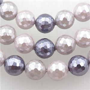 pearlized shell beads, faceted round, mixed color, approx 12mm dia [SHEPL206]