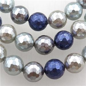pearlized shell beads, faceted round, mixed color, approx 12mm dia [SHEPL209]