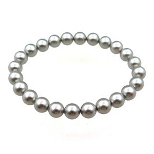 pearlized shell bracelet, gray, approx 8mm dia [SHEPL218]