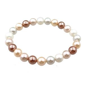 pearlized shell bracelet, mulitcolor, approx 8mm dia [SHEPL220]