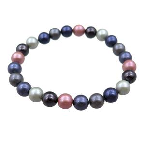 pearlized shell bracelet, mulitcolor, approx 8mm dia [SHEPL222]