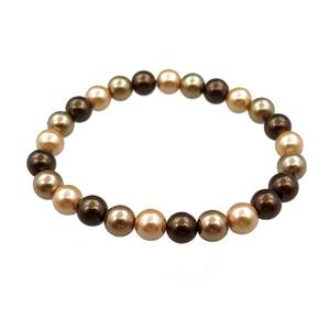 pearlized shell bracelet, mulitcolor, approx 8mm dia [SHEPL224]