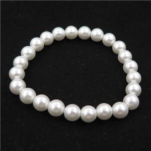 white pearlized shell bracelet, approx 8mm dia [SHEPL225]