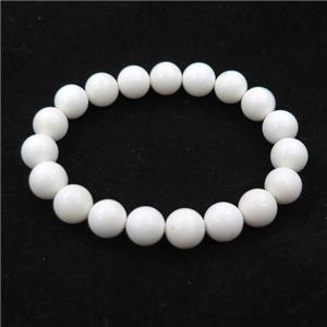 freshwater shell bracelet, white, approx 10mm dia [SHEPL227]