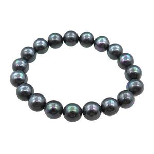 pearlized shell bracelet, rainbow, approx 10mm dia [SHEPL232]
