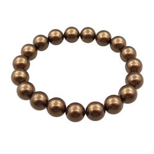pearlized shell bracelet, brown, approx 10mm dia [SHEPL234]