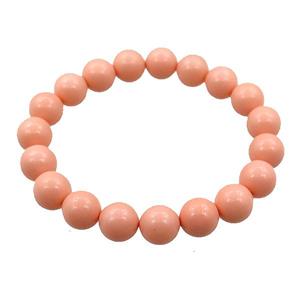 pearlized shell bracelet, pink, approx 10mm dia [SHEPL235]