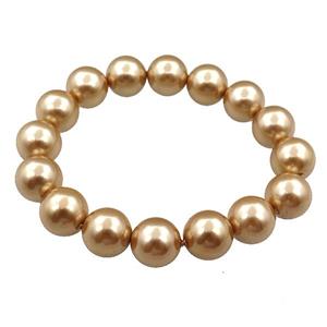 pearlized shell bracelet, gold, approx 12mm dia [SHEPL242]