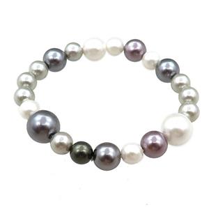 pearlized shell bracelet, multicolor, approx 8mm, 12mm [SHEPL243]