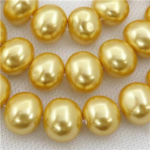 yellow Pearlized Shell potato Beads, approx 12-16mm [SHEPL245]