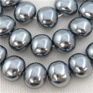 black Pearlized Shell potato Beads, approx 12-16mm [SHEPL249]