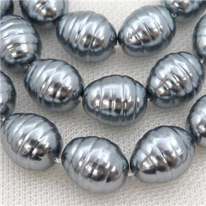 black Pearlized Shell silkworm beads, approx 13-16mm [SHEPL257]